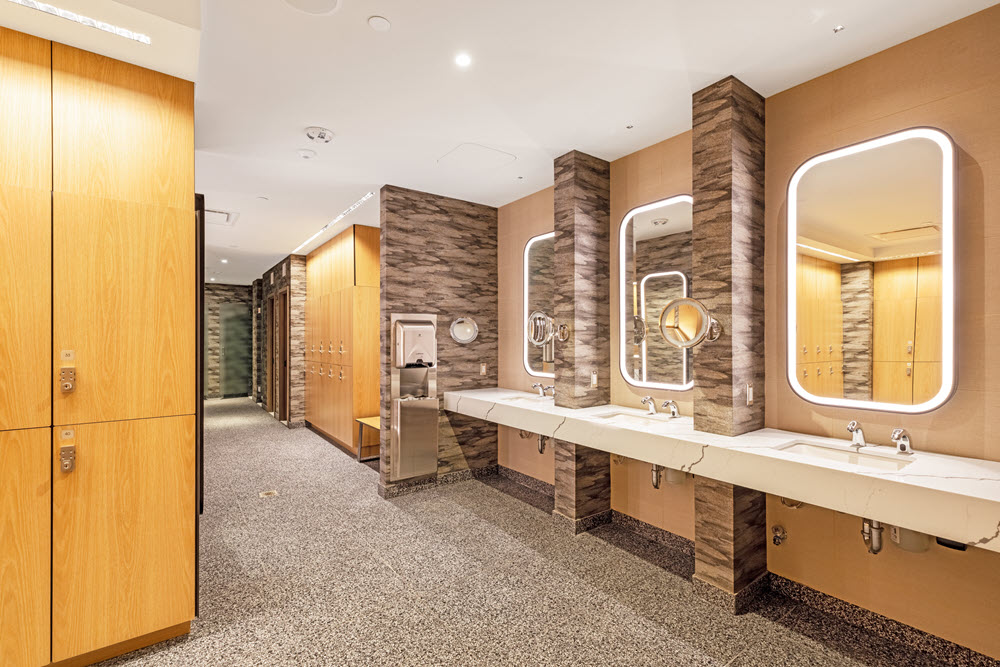 Upscale gym locker room.